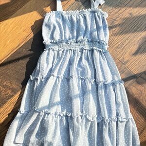 Rare Editions Blue Ruffled Tiered Sundress